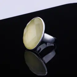Metjakt классический натуральный Овальный цитрин Кольца твердый кольцо стерлингового серебра 925 лимонный кварц для Для женщин Свадебная