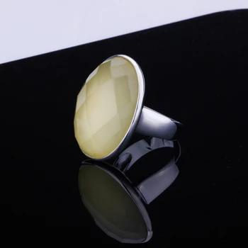 

MetJakt Classic Natural Oval Citrine Rings Solid 925 Sterling Silver Ring Lemon Quartz for Women's Wedding Party Jewelry