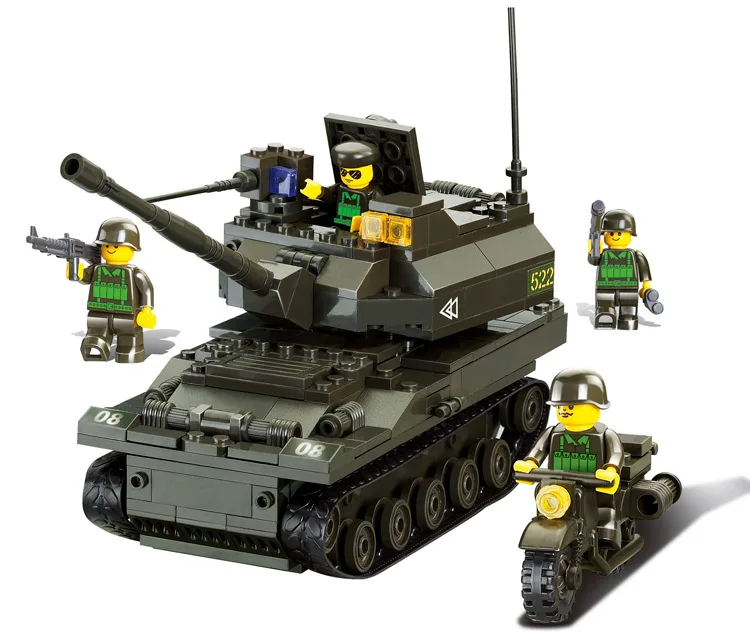 

Building Blocks 258 pcs DIY Block Compatible with Logo Compatible Army toy for boy Educational Bricks Toys Tanks troops