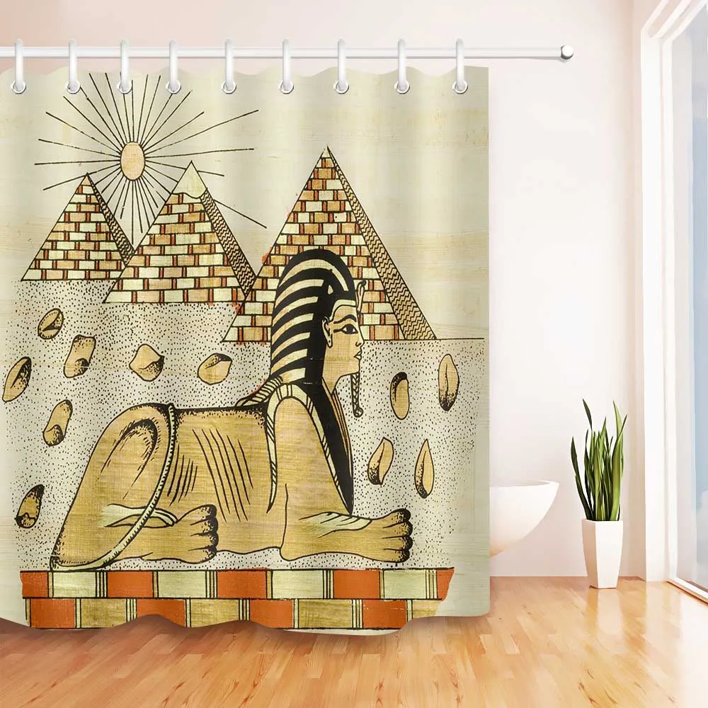 Ancient Egypt Khufu Pyramid Waterproof Fabric Bathroom Decor Shower Curtain Set 