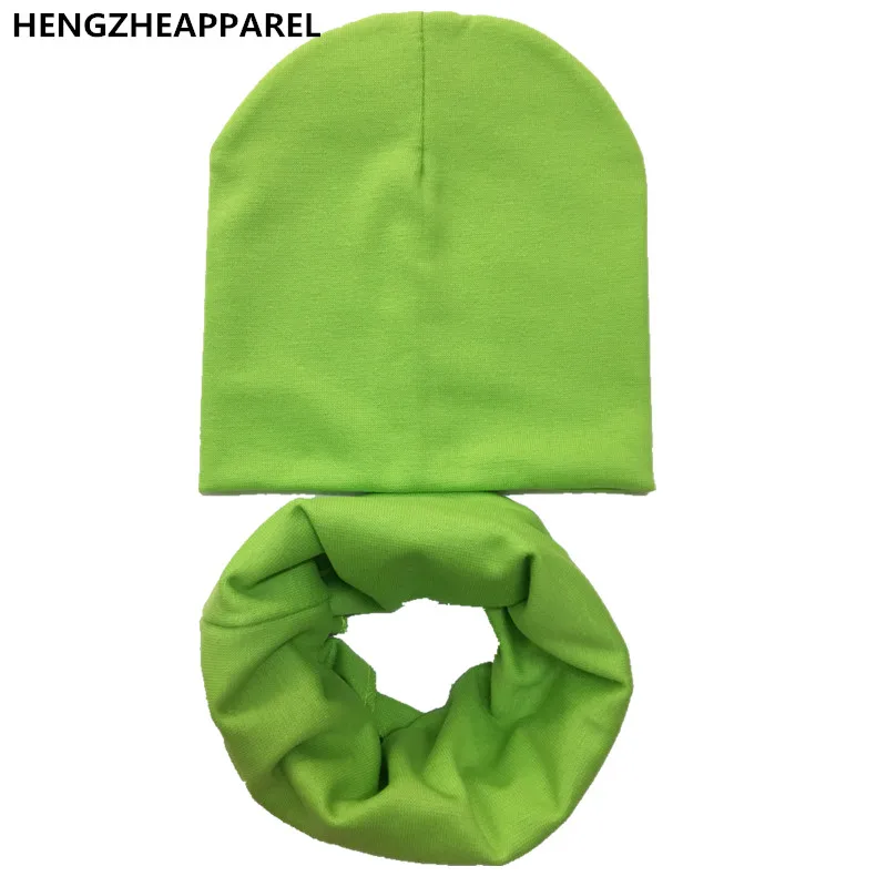 NEW solid color spring autumn cotton baby scarf hat sets children beanies scarves boys girls kids accessories caps 