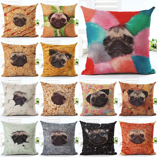 Nordic Style Animal Pillowcase Painting French Bulldog Pug Cushion Nordic Style Animal Pillowcase Painting French Bulldog Pug Cushion Decorative Pillows Home Decor Throw Pillow