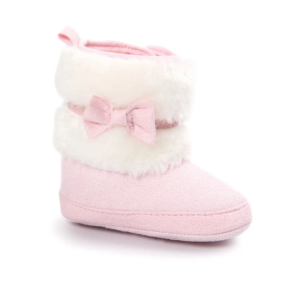 0-18 месяцев, Зимние ботиночки, теплые ботинки для малышей, девочек и мальчиков, Нескользящие флисовые ботинки с бантом, шерстяная зимняя обувь для детской кроватки, первые ходунки