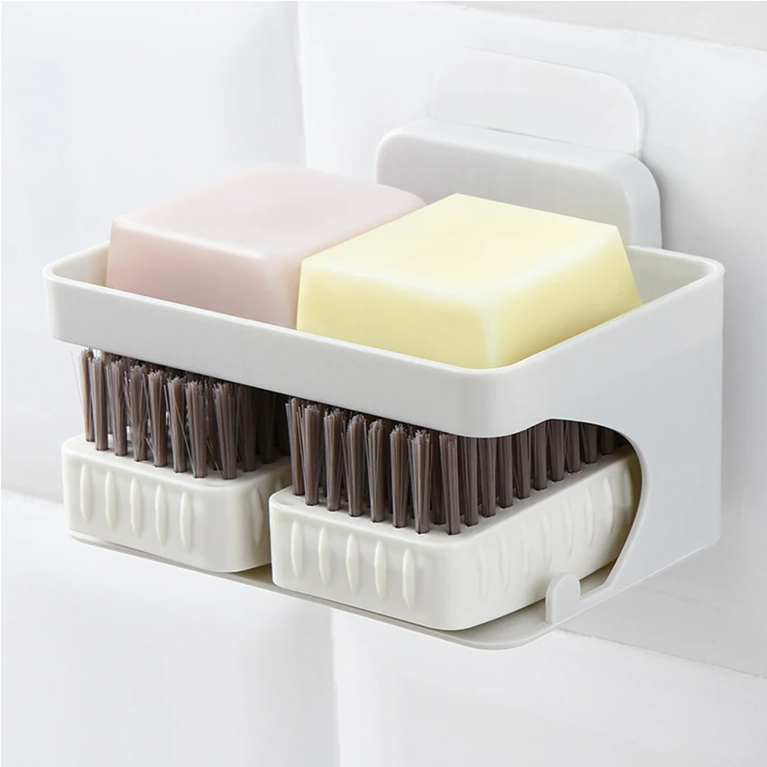 1PC Waterproof Soap Holder Two Layers Kitchen Tools Organizer Soap Dish Storage Shelf Shower Soap Container Bathroom Accessories