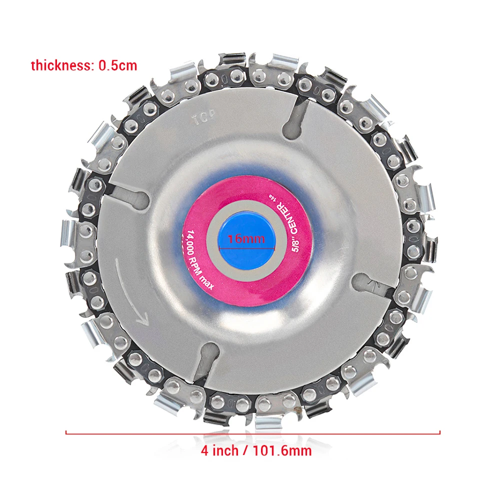 4 дюйма 22 зубьев цепи резьба диск 16 мм Арбор тонкой абразивной резки цепи деревообрабатывающий скульптуры инструмент для 100/115 угловая шлифовальная машина - Цвет: Silver
