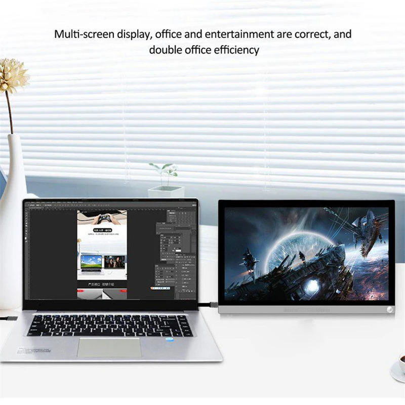 Портативный ЖК-монитор hd 15,6 usb type c hdmi для ноутбука, телефона, xbox, переключателя и ps4 Портативный ЖК-игровой монитор