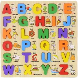 Дети Обучающие прописные и строчные буквы алфавита доска язык Обучающие деревянные игрушки для детей буквы Scrabble