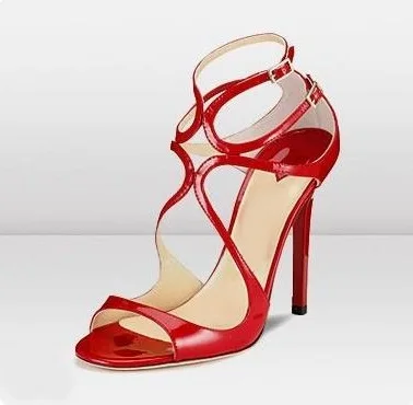 

Newest Purple Patent Leather High Heel Sandals Shoes Cut-out Cross Strap Gladiator Heels Ladies Dress Shoes Women Summer Sandals