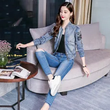 Весенняя ковбойская мотоциклетная куртка, новая Корейская женская модная куртка с вышивкой, Повседневная Свободная Женская Осенняя верхняя одежда пилота N690