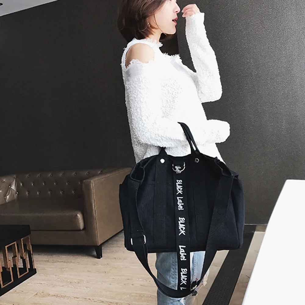 

Women Canvas Shoulder Bag Large Capacity Handbag Letters Female Big Tote Ladies Simple Canvas Shopping Bag bolsa feminina HW
