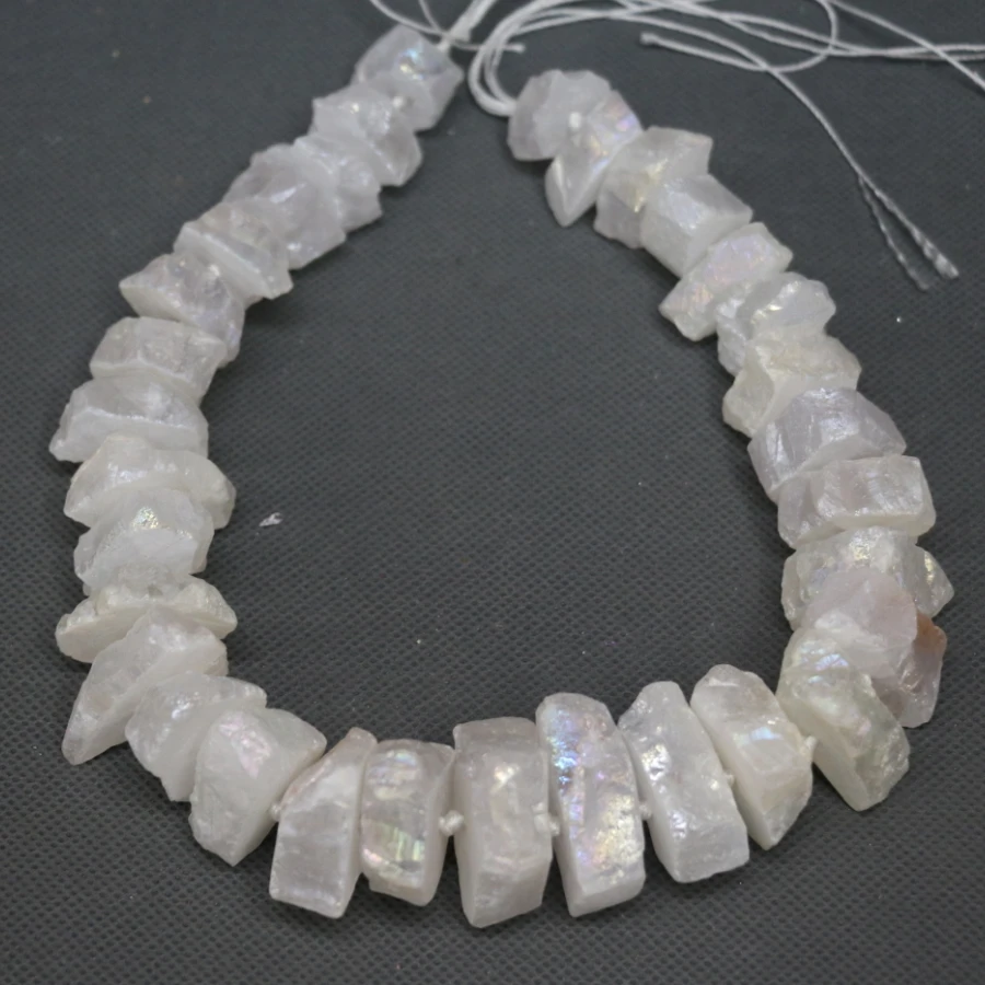 Kindgems Gems Stone Point Pendant, White Ab Crystal Quartz Beads, Women