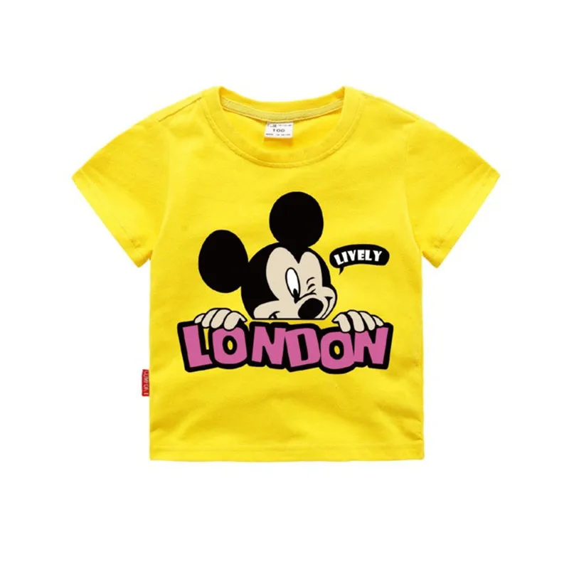 Moggi Cat Camiseta Mickey Print Girls T shirt Cartoon Funny Casual Kids Clothes Summer 12 color 1-8Y Baby 100% Cotton T-shirt (2)