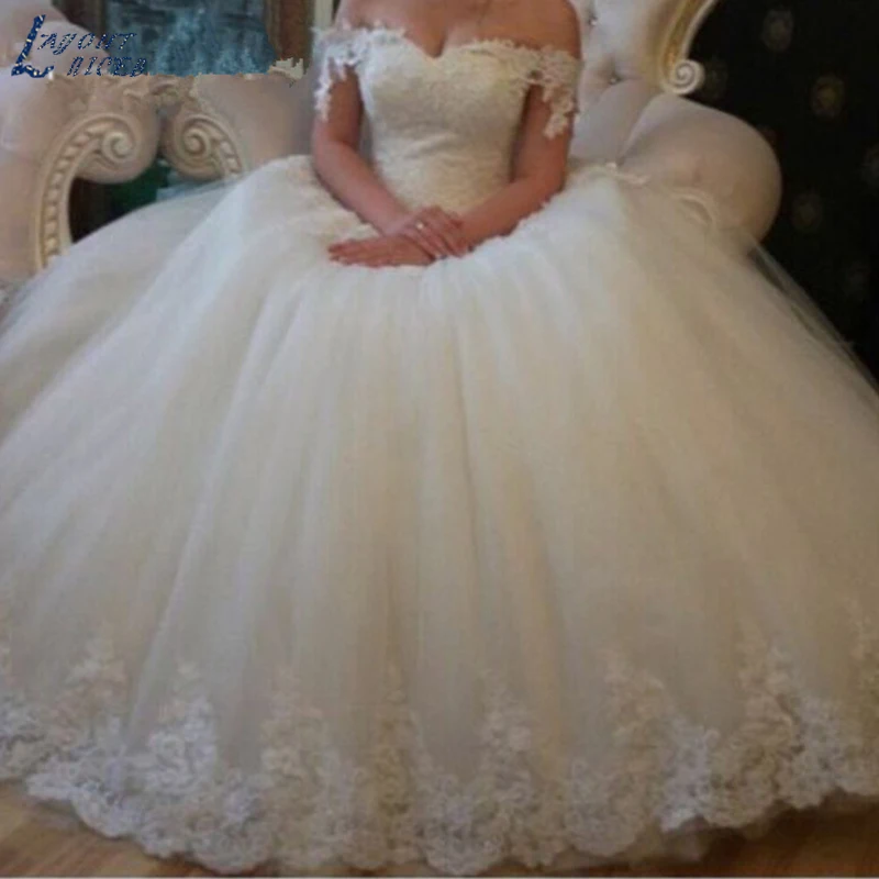 

Custom 2016 New Lace Ball Gown Wedding Dress Off the Shoulder Bridal Gown robe de mariage Off the Shoulder Vestido de noiva