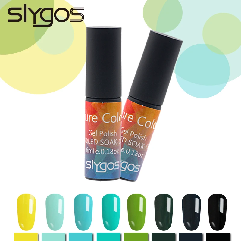 

SLYGOS 6ML Lemon Yellow Forest Green Soak Off UV Gel Polish Purple Series Long Lasting Pure Color Nail Gel Varnish Manicure