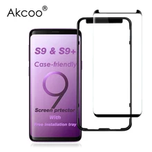 Премиум Akcoo S9 протектор экрана с установочным лотком для samsung Galaxy S9 Plus чехол дружественная пленка для экрана из закаленного стекла