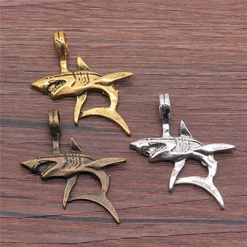 

WYSIWYG 4pcs 33x38mm 3 Colors Antique Gold Antique Silver Color Antique Bronze Shark Charms Shark Fish Charms For Jewelry Making