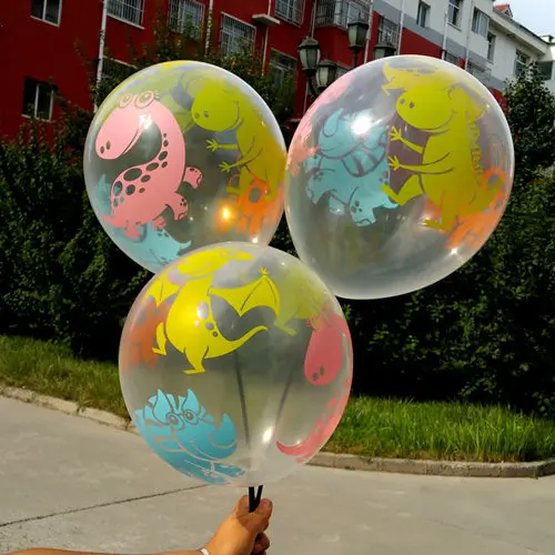 12 inch big clear transparent dinosaur balloons colors children kids party supplies boys Birthday Party Decoration 6
