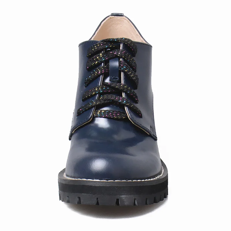 Prova Perfetto/модные женские ботинки из овечьей кожи в стиле пэчворк на шнуровке с закрытым носком; ботинки из натуральной кожи на высоком массивном каблуке с круглым носком