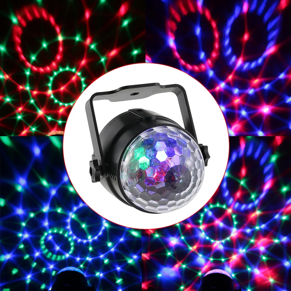 

Hot sales 3W RGB Remote Control Mini LED Magic Ball Lamp 3Plug Stage Effect Light for color music Disco KTV Club Bar Home Party