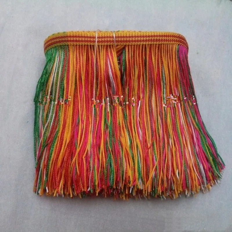 30Meter/Lot 8CM Long Polyester Colorful Fringe Trim Tassel African Lace
