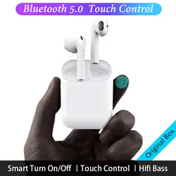 I12 СПЦ Bluetooth наушники беспроводной Touch управление 3D Surround Sound и зарядный чехол для iPhone телефона Android