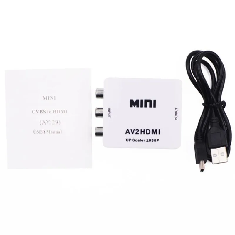 Преобразователь сигнала RCA в HDMI 720P 1080P AV2HDMI Mini AV к адаптер преобразователя для ТВ VHS
