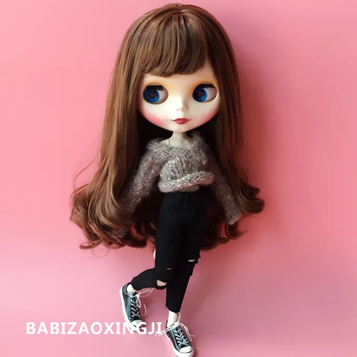 1/6 blyth кукольная одежда Pullip модные кукольные аксессуары свитер+ джинсы с дырками костюм 30 см bjd blyth кукольная одежда для Барби