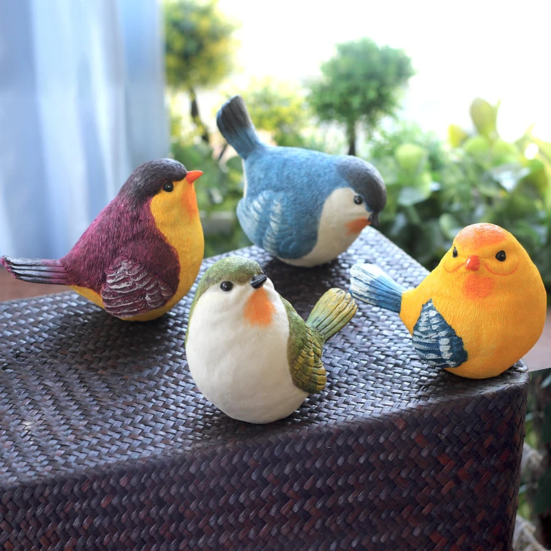 5INCH Mini Resin Blue Bird Garden or Home Decor Figurines, Songbird