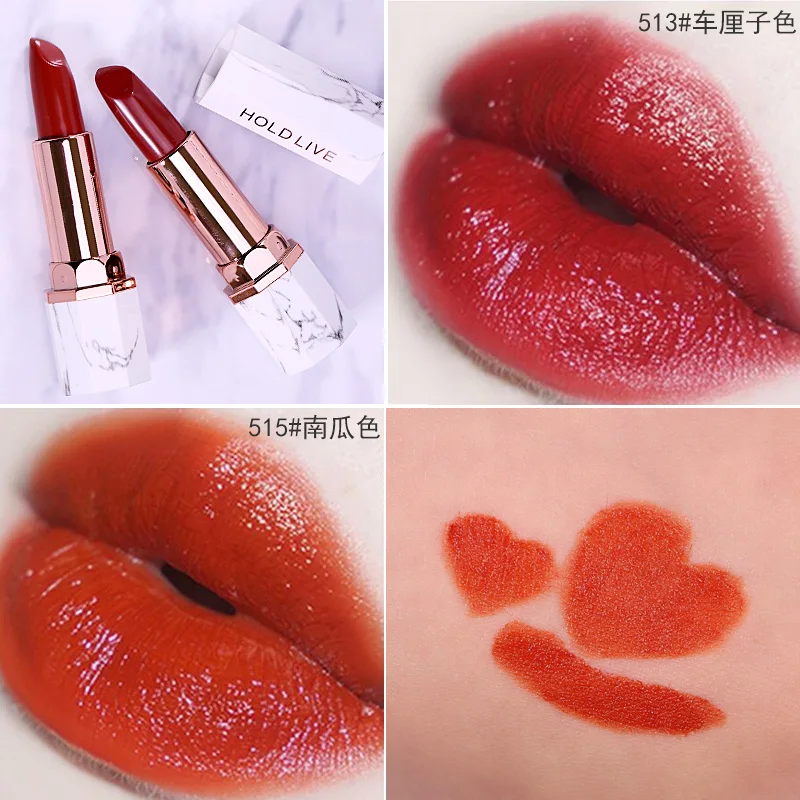 

New HOLD LIVE 10 Colors Matte Lipstick Fashion Waterproof Long Lasting Velvet Marble Lip Stick For Red Lips Makeup Nude Cosmetic
