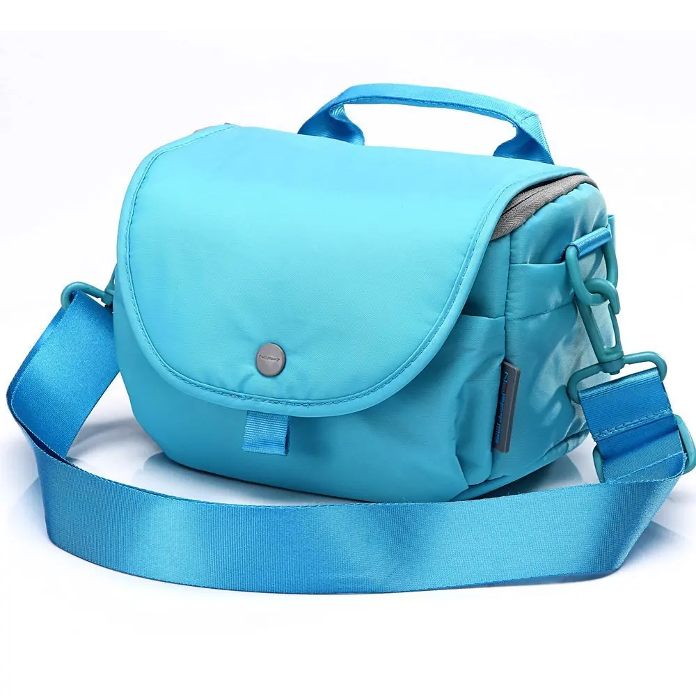 blue camera bag