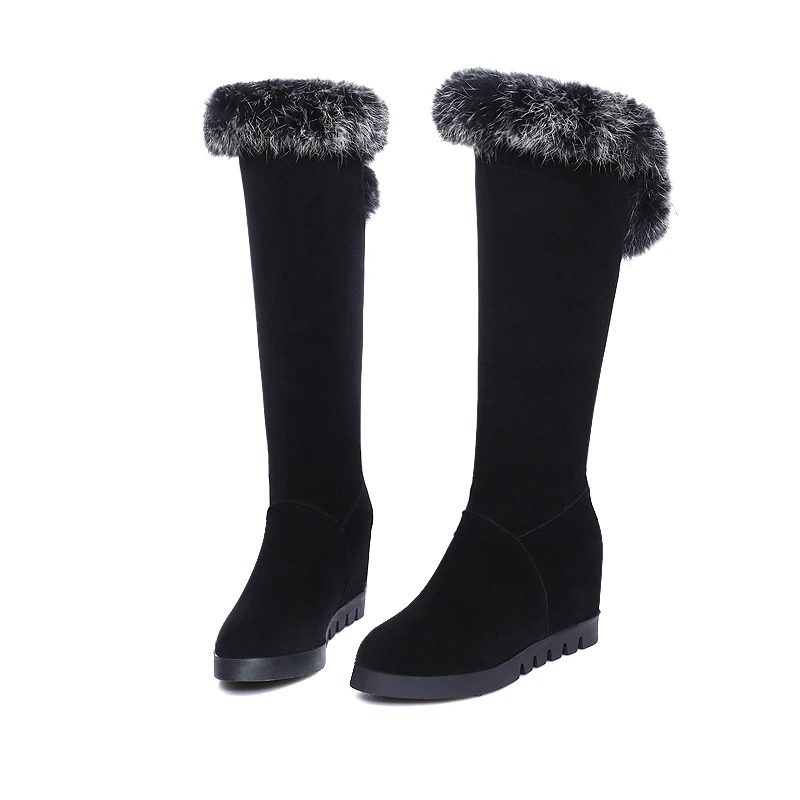 

New women Hidden Wedges platform knee high boots women snow boot warm winter botas fashion high heel shoes