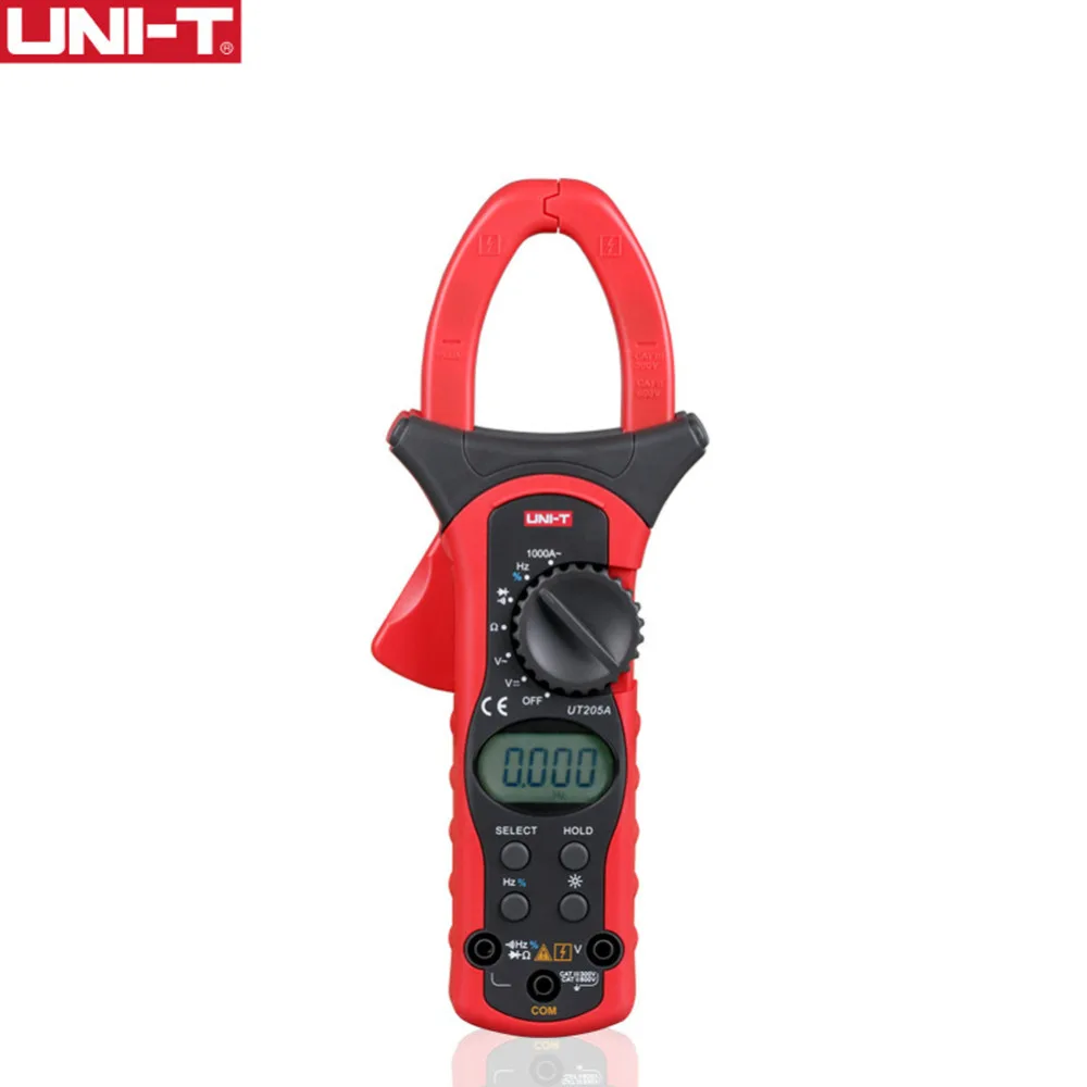 

UNIT UT205A Auto Range 1000A Digital Clamp Meters Multimeters Voltmeter with LCD Backlight LCD Electrical Multimeter