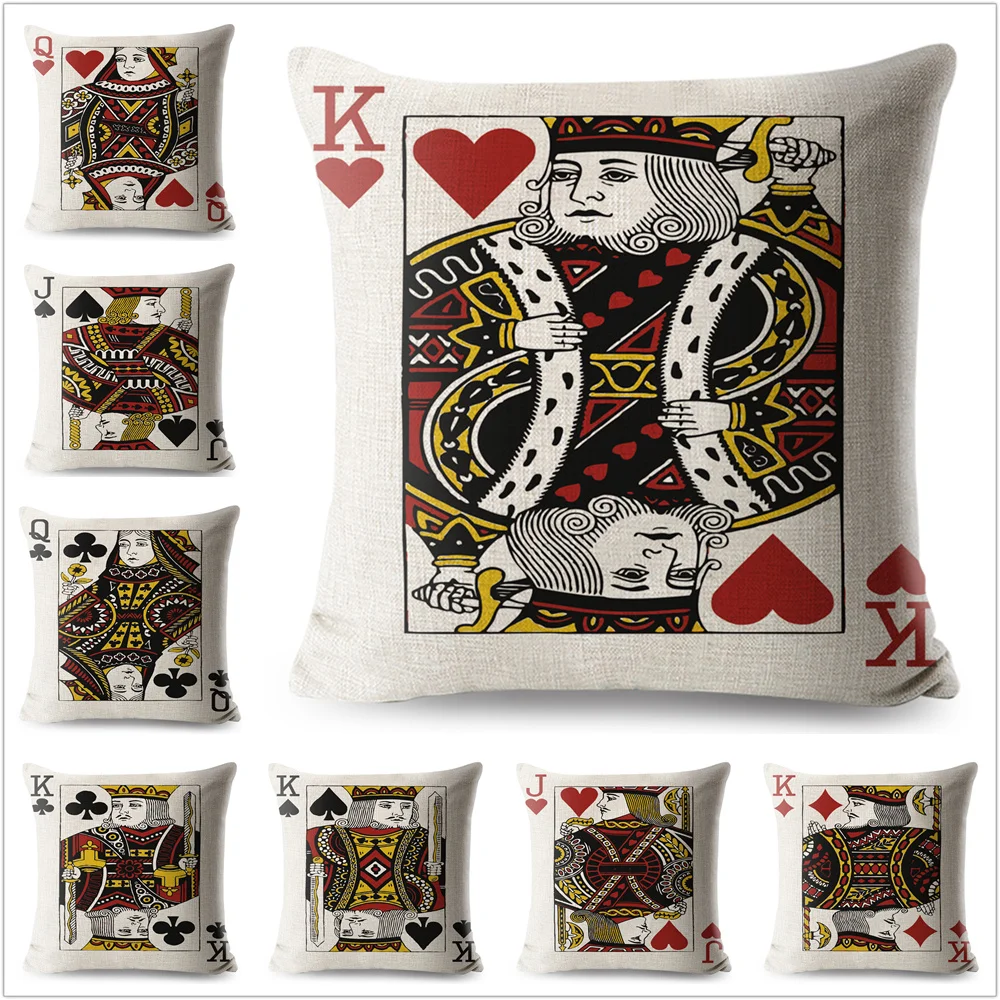 Poker King Queen and Jack Наволочка Чехол постельное белье с мультяшным рисунком 45*45 см