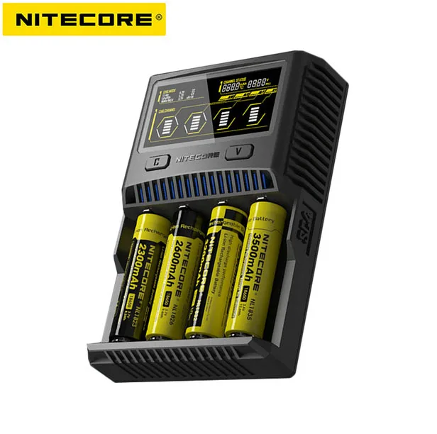 NITECORE SC4 интеллектуальное зарядное устройство для быстрой зарядки превосходное зарядное устройство с 4 слотами 6A общий выход совместимый IMR 18650 14450 16340 AA аккумулятор