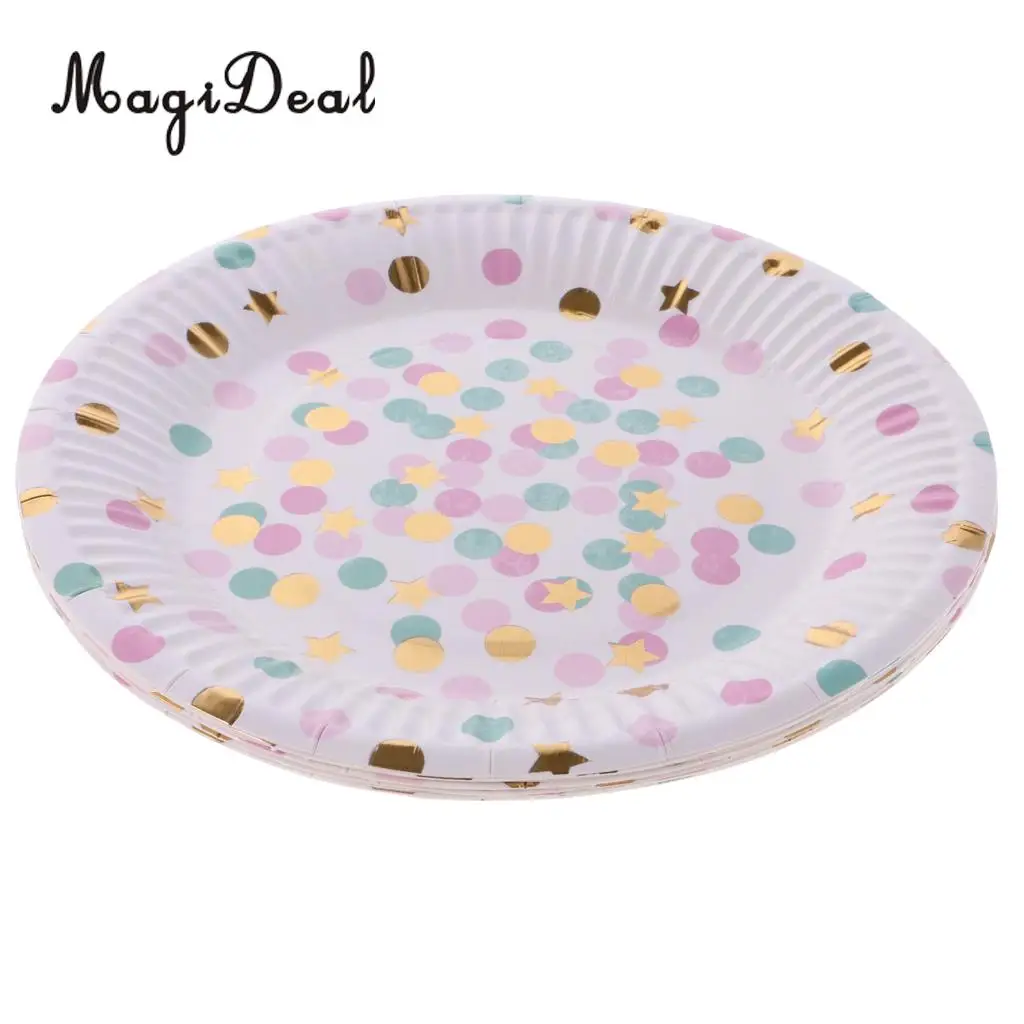 50 Sets Polka Dots Star Paper Plates Cups Baby Shower Birthday Wedding Party Dinner Disposable Tableware