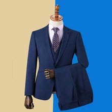 OSCN7 простые мужские костюмы на заказ, приталенный мужской костюм для свадебной вечеринки, модный костюм из 3 предметов, блейзер, брюки, жилет, DM-030