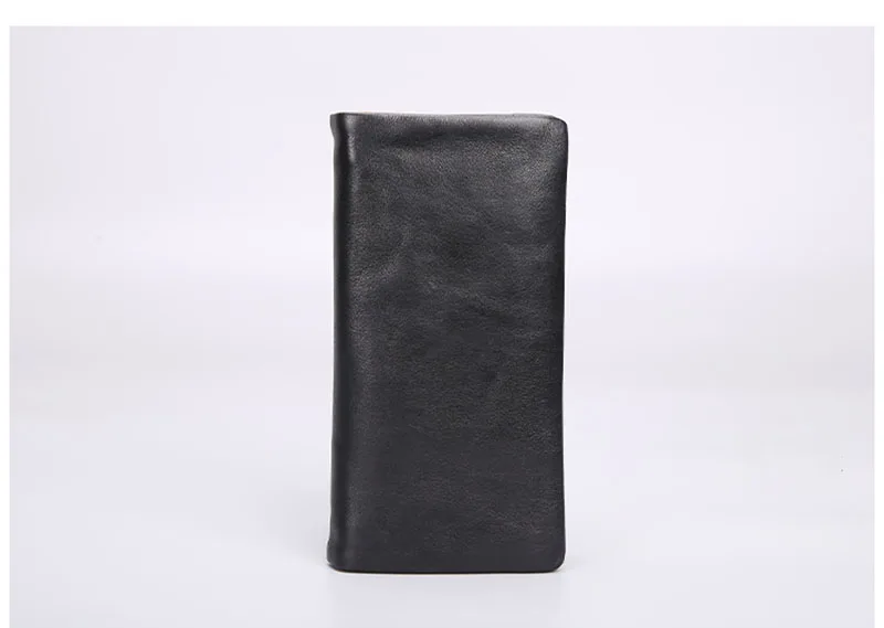moda casual couro preto zíper longo carteiras