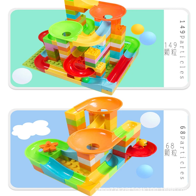 Variety Construction Marble Race Run Maze Balls Track Building Blocks Big Size Educational Bricks Compatible with Legoed Duploed