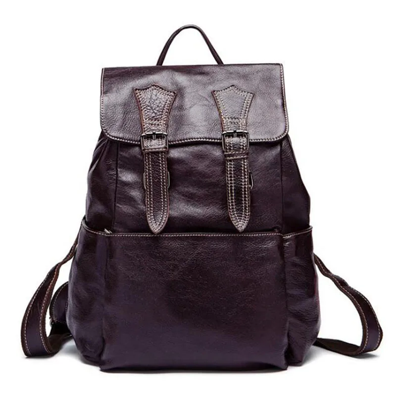 WILIAMGANU мужской рюкзак-ведро в стиле ретро, Mochilas Mujer, рюкзак из кожи Crazy Horse, школьные сумки для подростков, дизайнерский рюкзак - Цвет: Red coffee