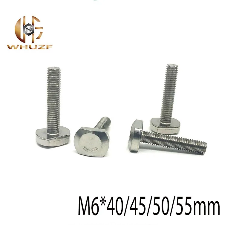 20 шт. M6 * 40/45/50/55 мм 304 Метрическая резьба из нержавеющей стали Т Тип головки молотка