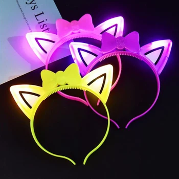 

LED Flashing Rave Braid Props light up headwear Cats Ears Luminous/Glow Bow Headband Flashing LED Party Christmas Products