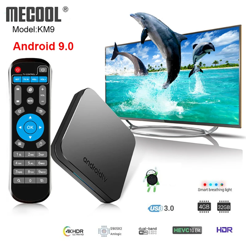 

KM9 4GB 32GB Android 9.0 TV Box S905X2 2.4G/5G WIFI Bluetooth 4.0 USB3.0 1080P H.265 4K Set Top Box Google Play Smart TV Player
