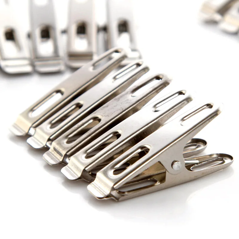 High quality thick stainless steel drying clothespins, strong Clothesline windproof pants clip