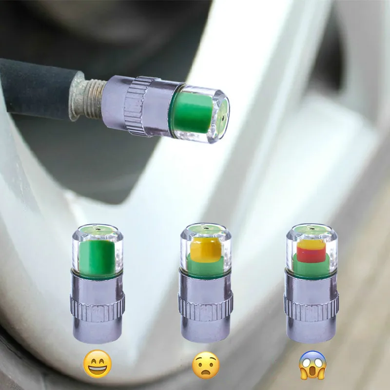 

4PCS 2.4Bar 30PSI Car Auto Tire Pressure Alarm Monitor System Valve Stem Caps Sensor Indicator Eye Alert Diagnostic Tools Kit