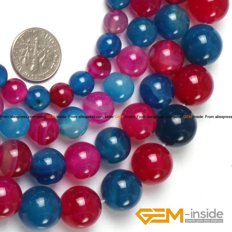 

Round Mixed Color Agates Round Beads For Jewelry Making Strand 15 inch DIY Bracelet Necklace Jewelry Loose Bead 10mm 12mm 14mm