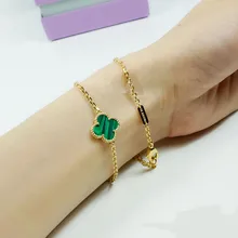 Superior Gifts plated 18k gold 925 Sterling Silver Four Leaf Clover Bracelet Headdress Female Plate Real Pearl Shell Agate