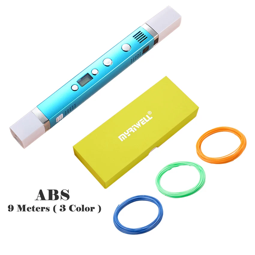 Myriwell светодиодный экран 3D Ручка ABS PLA PCL 1,75 мм нити usb зарядка 3D печать ручка Творческий подарок игрушки для детей дизайн - Цвет: Blue