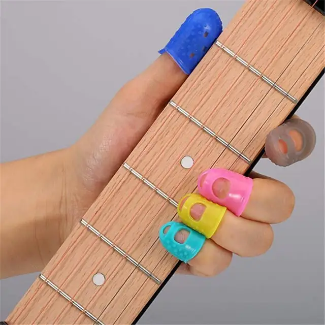 Hot kit Silicone Fingertip Protectors Guitar Finger Accessories Full