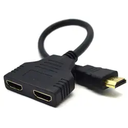 HDMI Мужской до 2 HDMI Женский 1 в 2 из Splitter Черный кабель адаптер конвертер QJY99