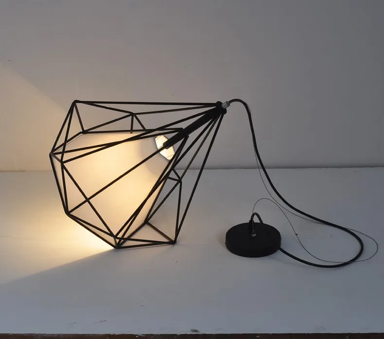 birdcage chandeliers Scandinavian modern minimalist art pyramid iron chandelier creative restaurant lights (21)